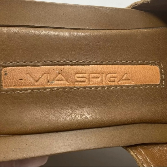 VIA SPIGA Brown Leather Wedge Sandal Women 6.5 - Picture 5 of 6